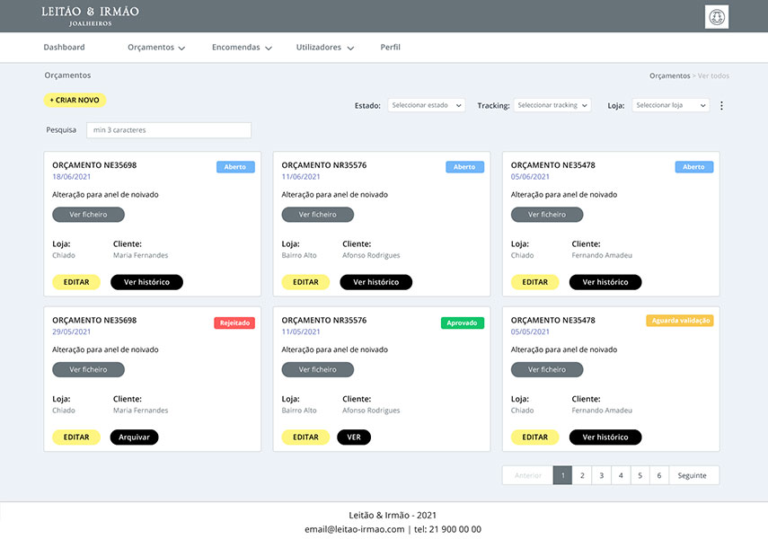 Business App - Custom made orders for jewelly store